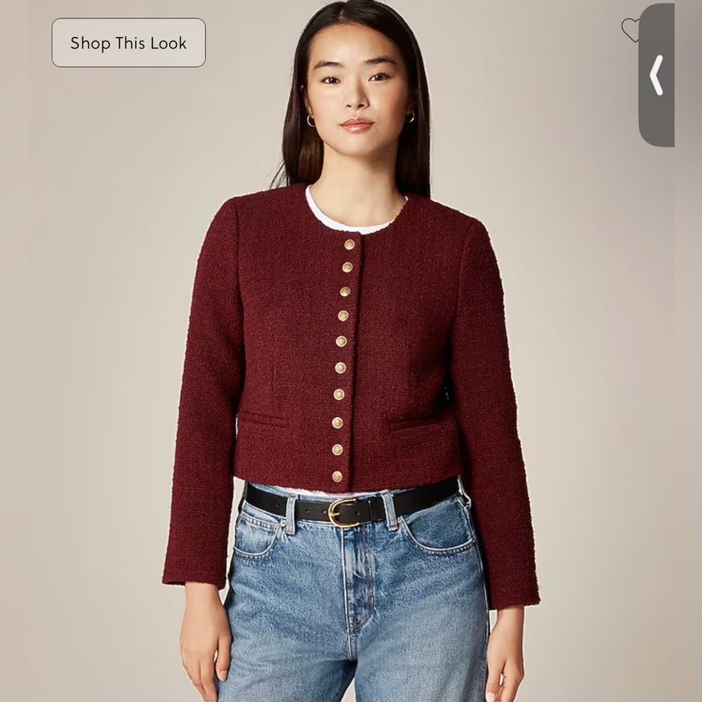 Jcrew women’s Bridgette Lady jacket tweed size 4 Burgundy
